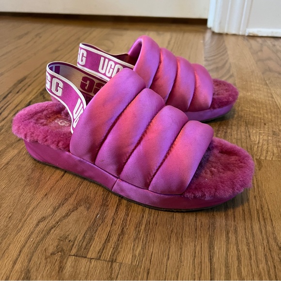 UGG Women's Puff Yeah Slide Fuchsia Sz 7 - Picture 2 of 12